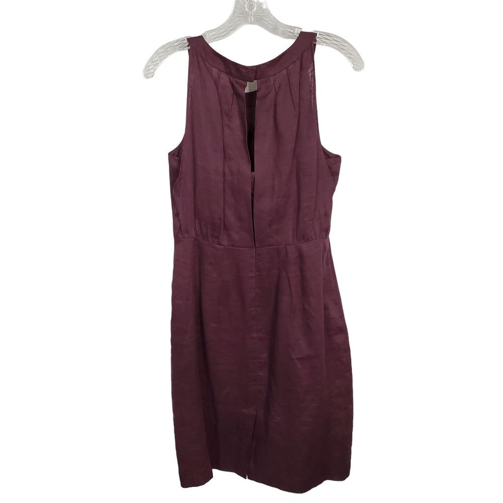 Ann Taylor Loft Size 8 Dress Linen Layered Sleeveless Lined Sheath Knee Purple - Picture 3 of 8
